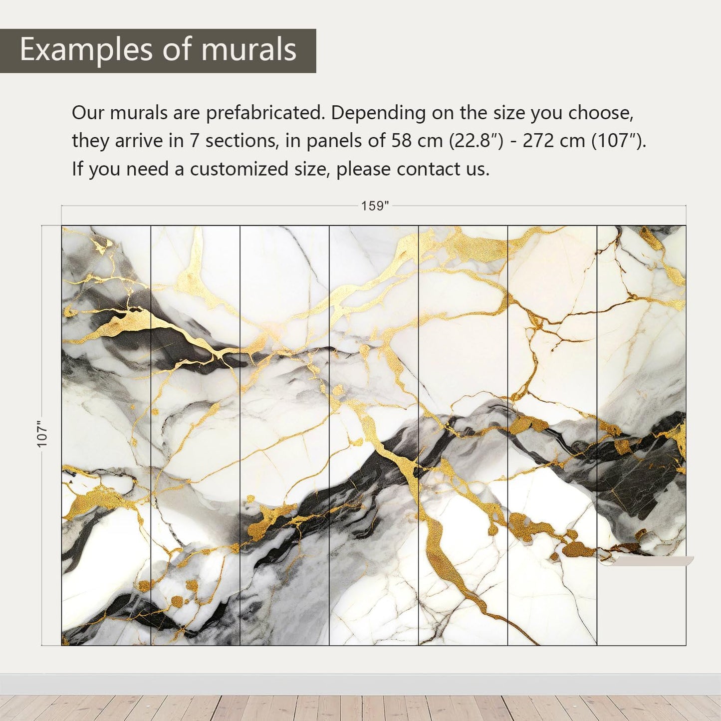 AFZEVEB-Black and Gold Marble Wallpaper Wall murals for Bedroom 159"x107" (Not Peel and Stick)