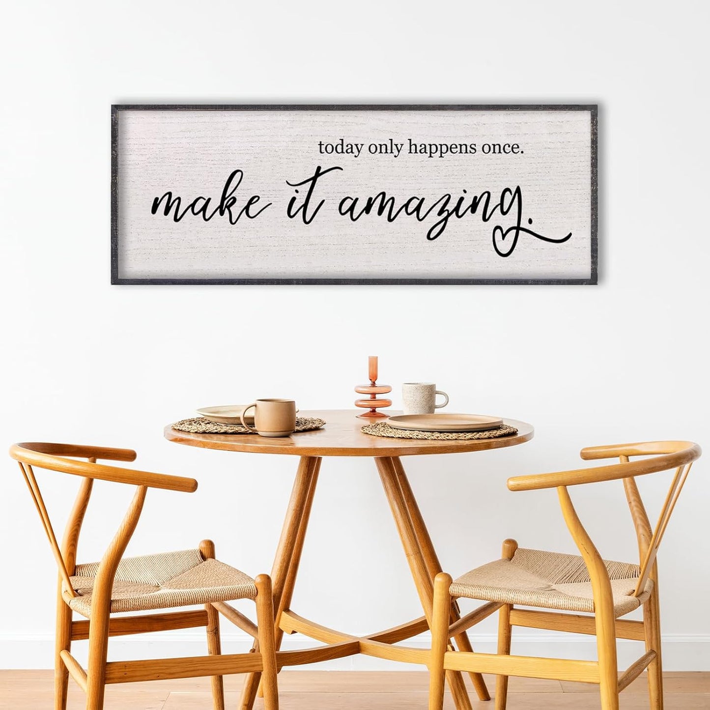 Today Only Happens Once Make It Amazing Wall Decor 40"X15" Quote Inspirational Motivational Sign Wood Frame Wall Art (Black)