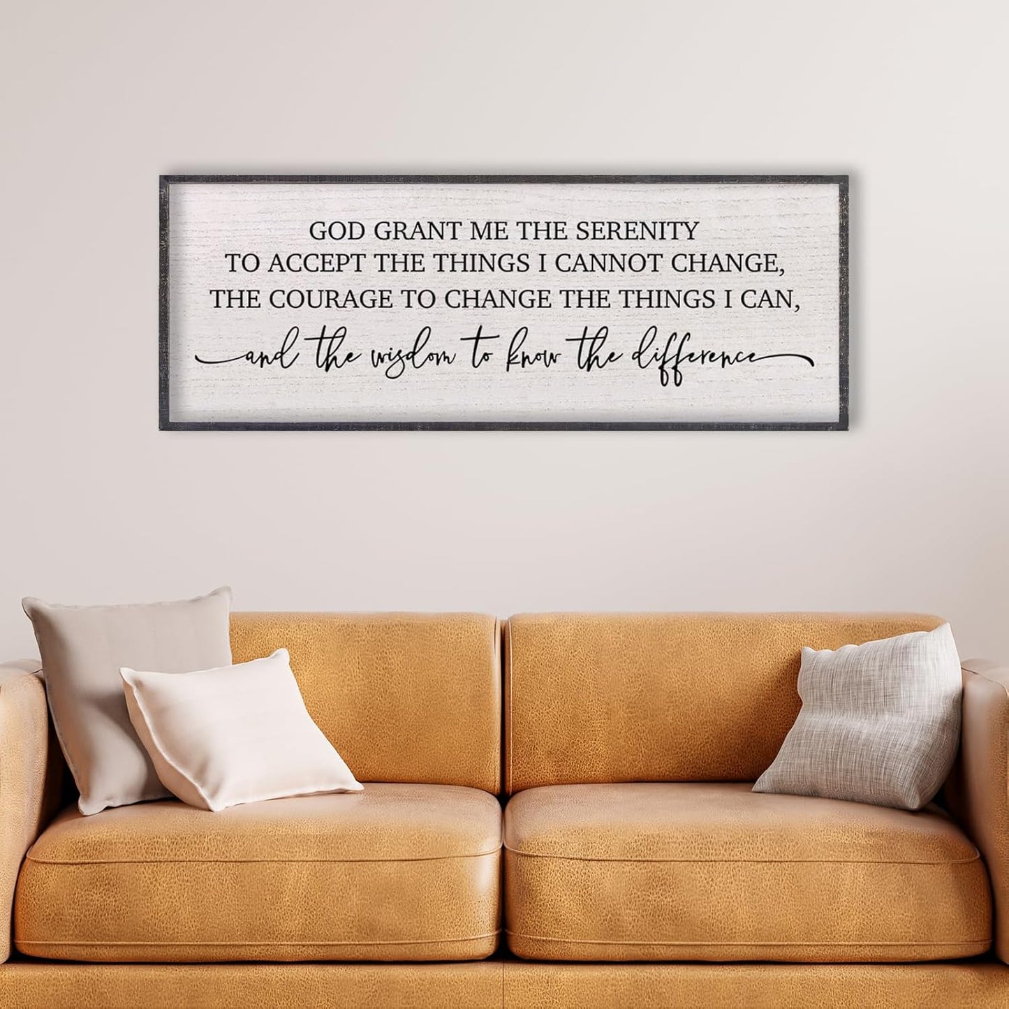 LuZhiQiang Serenity Prayer Bible Verse Sign Wall Decor God Grant Me Christian Inspiraional Quotes 40"×15" Wall Art for Living Room Bedroom (Black)