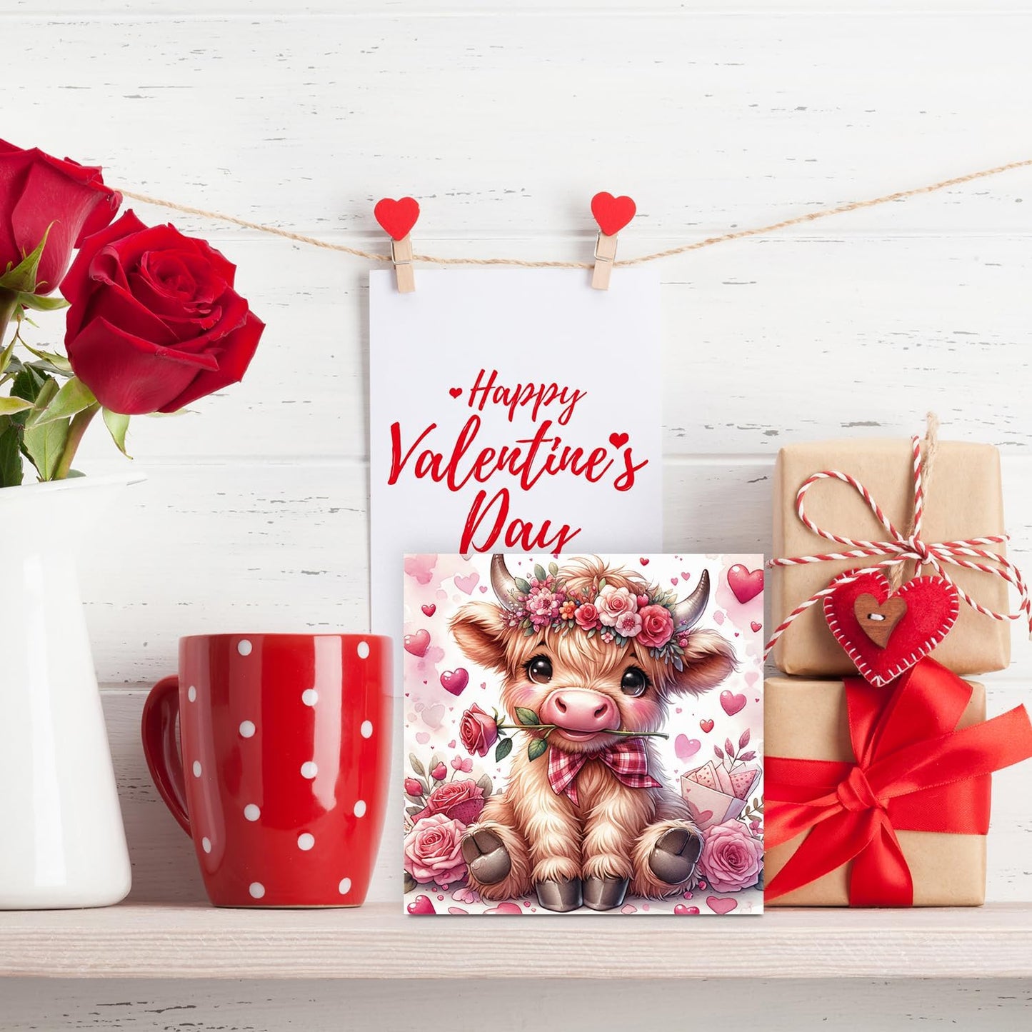Valentines Day Decor Valentines Day Decorations Valentines Day Office Decor Valentines Day Table Decor Pink Valentines Day Decorations Highland Cow Gifts for Boyfriend Girlfriend, Wooden Decor Sign