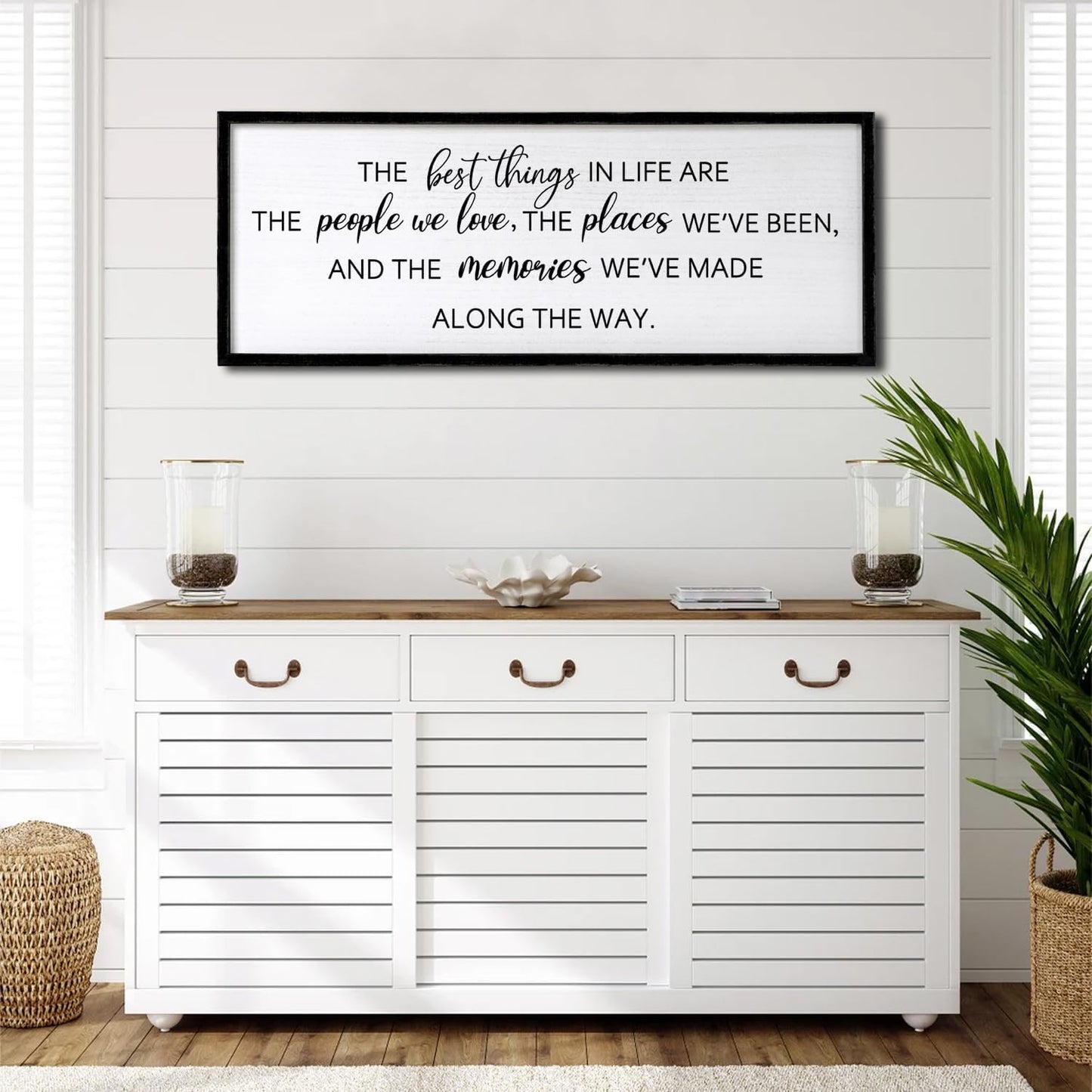 The Best Things in Life Framed Wall Art, 40''×15'' Rustic The Best Things in Life Sign for God Jesus Christ Prayer, Horizontal Holy Inspirational Family Home Decor