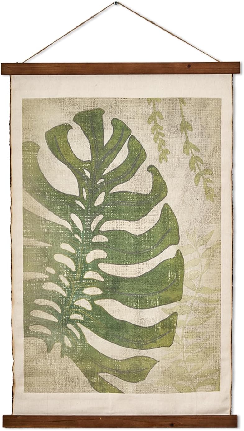 American Art Decor Leaf Wall Scroll Tapestry with Rope