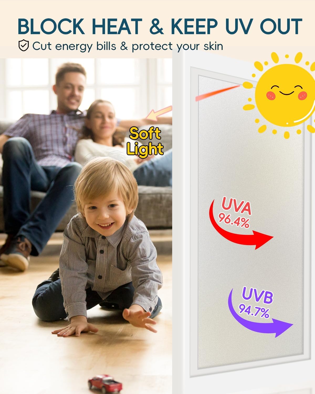 Frosted Glass Window Privacy Film Decorative with Tools, 2 Way Frosting Privacy Window Film for Glass Windows, Static Cling Window Tint for Home Anti-UV, 35.4" by 157.4"