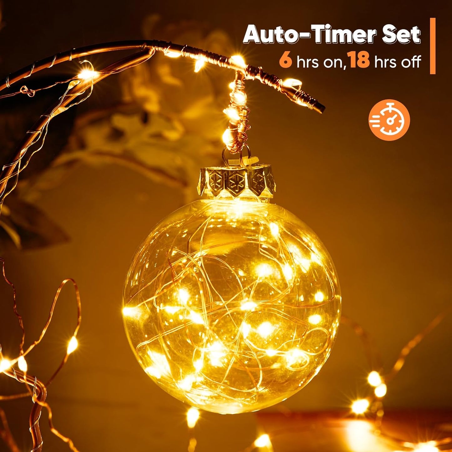 1 Pack 32.8 Ft. Battery Operated Outdoor String Lights with Remote & Timer, LED Warm White Fairy Lights, Waterproof Twinkle Lights for Bedroom, Dorm, Mason Jar, Wedding, Party, Christmas