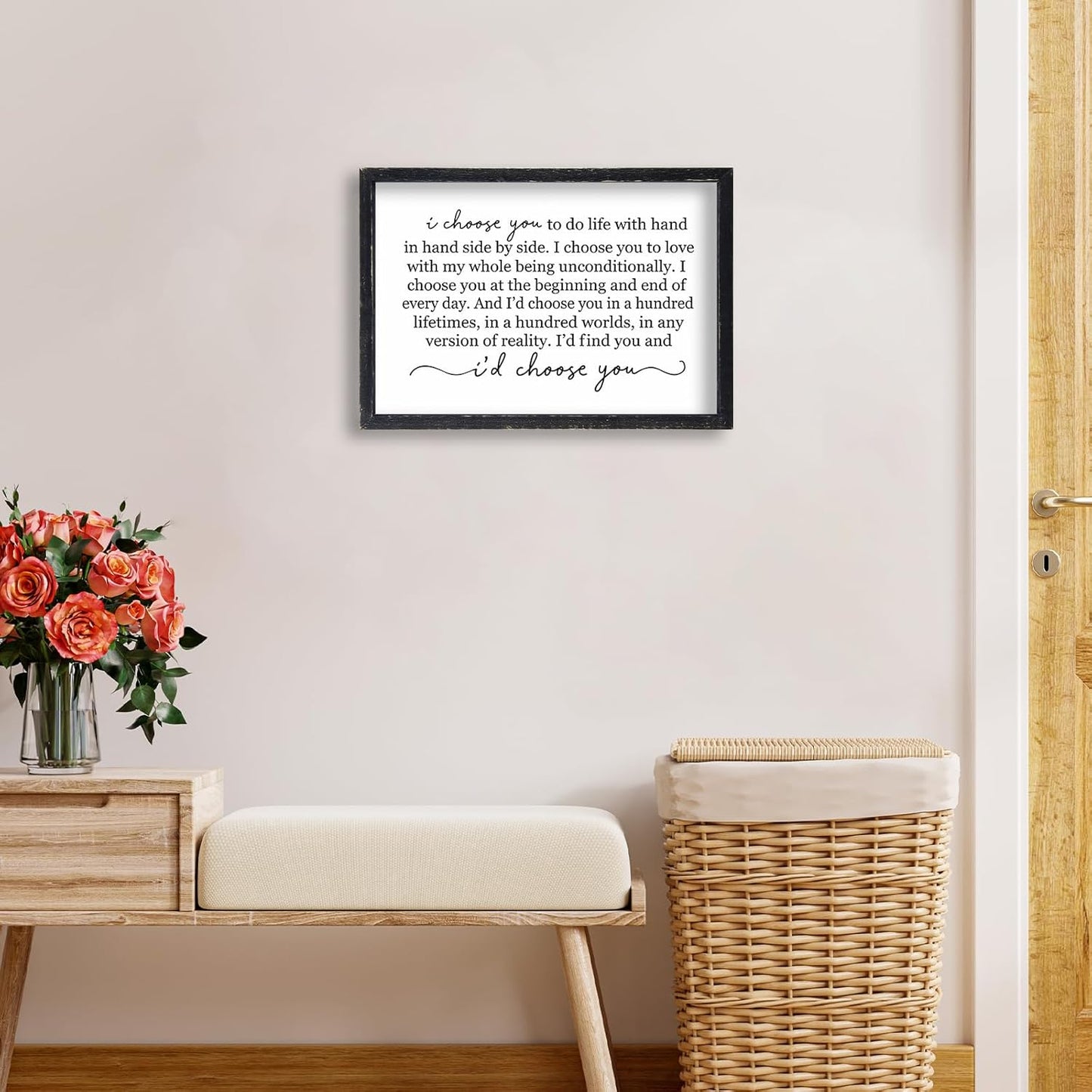 I Choose You To Do Life Sign Wall Decor 16X11 I Love You InchRomantic Marriage Art Wooden Framed Wall Hanging (Black)