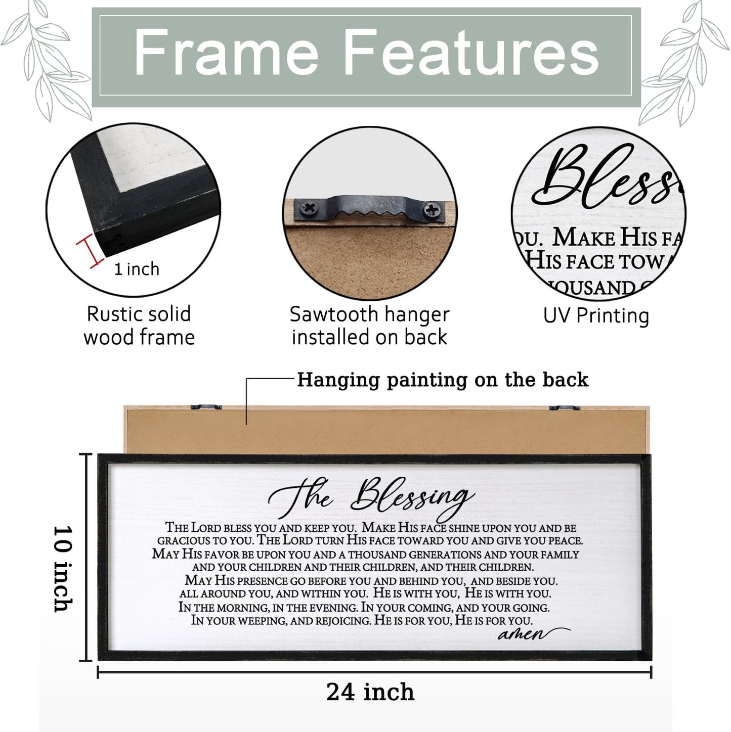 The Blessing Christian Song Lyrics Wall Decor Art 24"X10" Quote Christian Bible Verse Religious Scripture Wall Sign (Black)