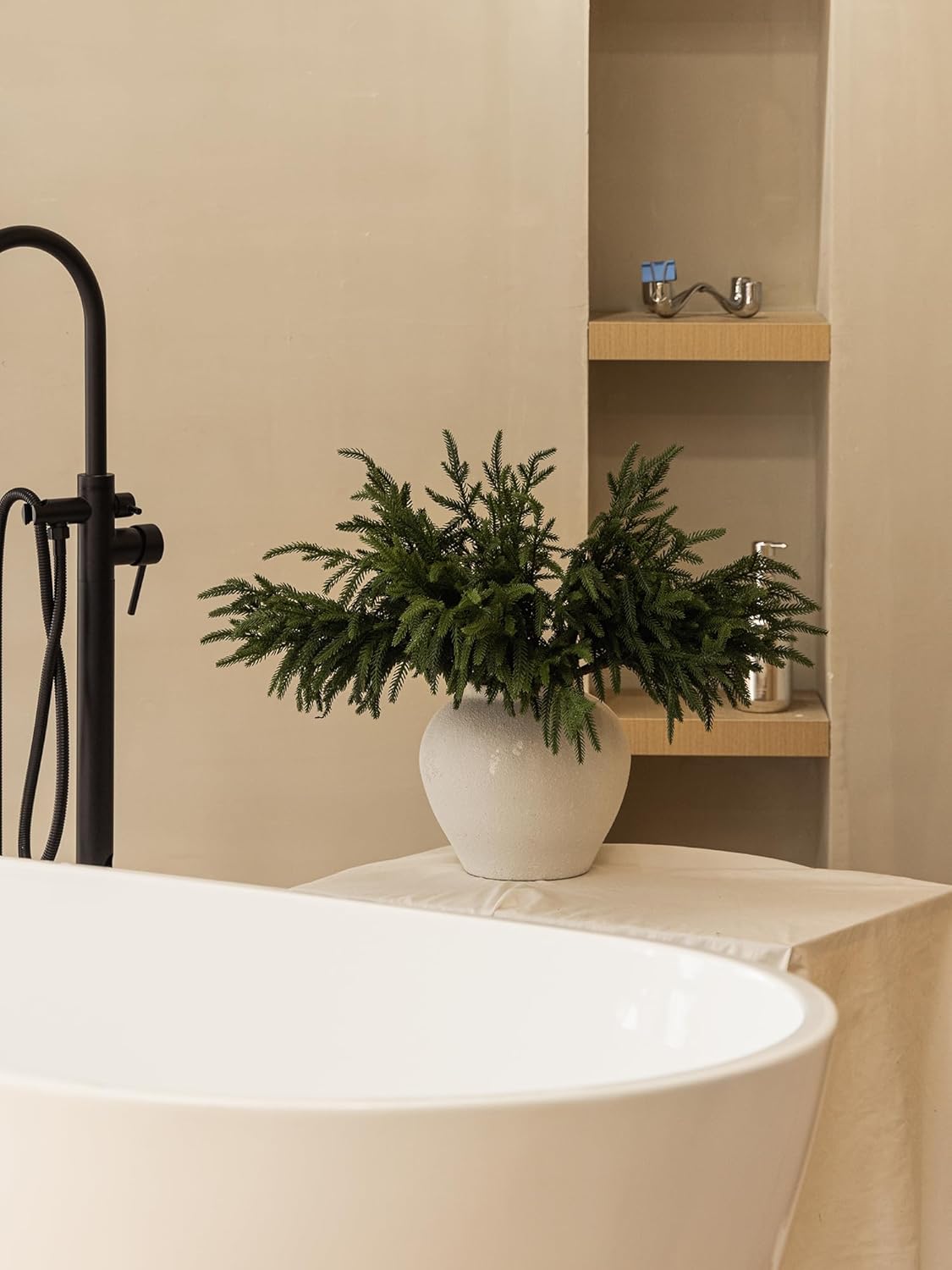 MISSPIN 12 Pcs 19.5 Inches Christmas Norfolk Pine Branches, Norfolk Pine Artificial Christmas Branches DIY Crafts Faux Pine Branches for Xmas Indoor Outdoor Home Decor