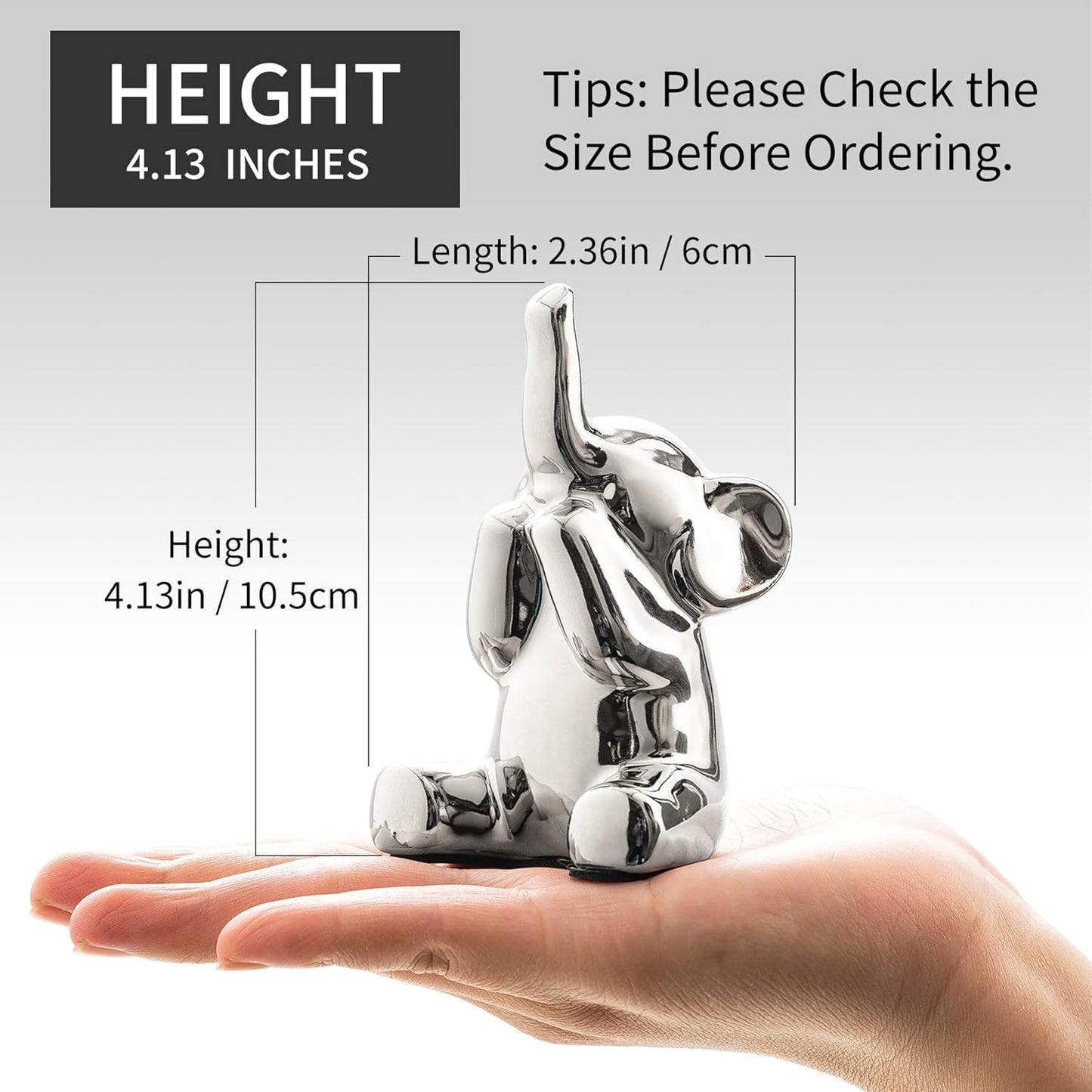 Loving Pair of Small Silver Elephant Statues Silver Home Decor Modern Boho Style Figurine Decorative Ornaments for Living Room, Bedroom, Office Desktop, Cabinets, Shelf