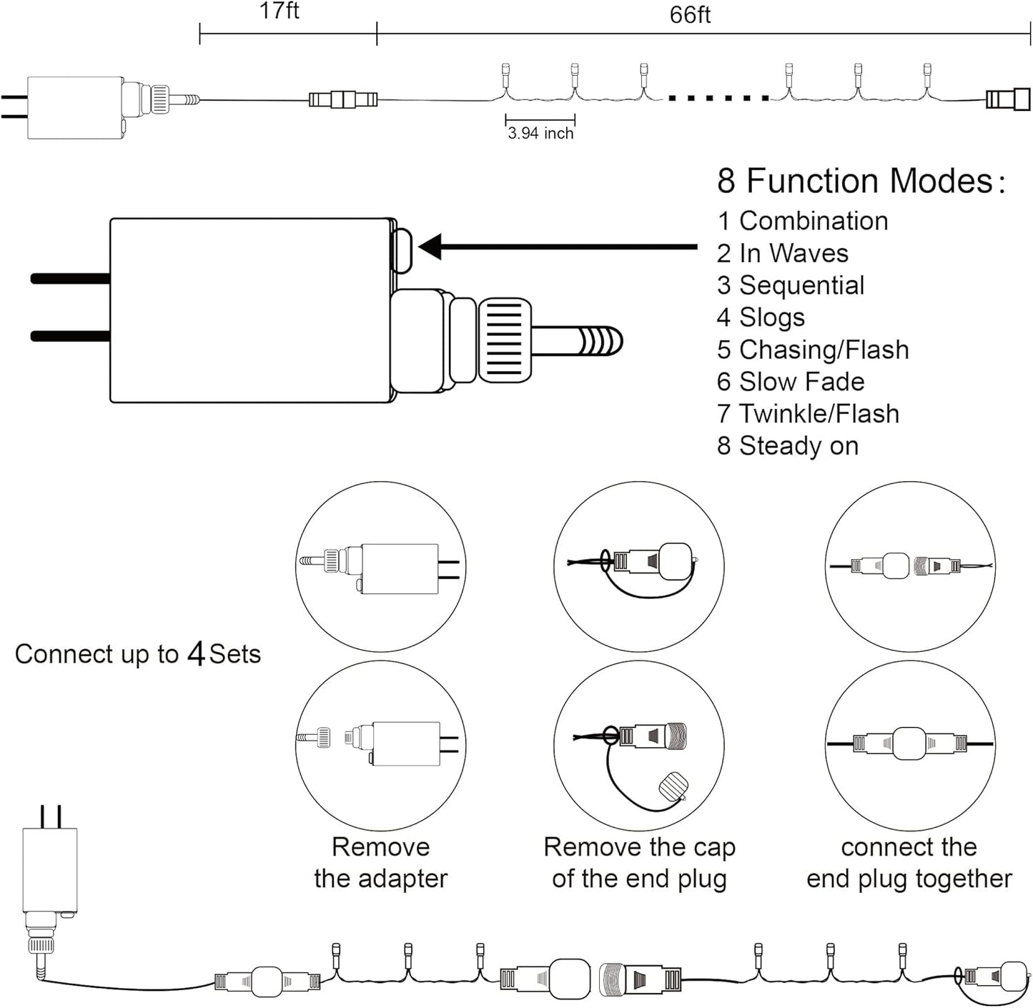 HOME LIGHTING 66ft Halloween Decorative Mini Lights, 200 LED Green Wire Fairy Starry String Lights Plug in, 8 Lighting Modes, for Indoor Outdoor Xmas Tree Wedding Party Decoration (Purple)