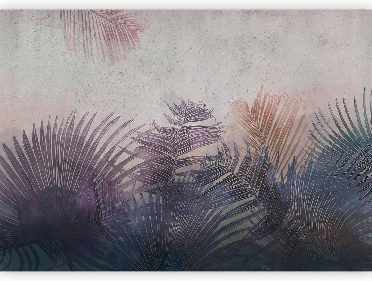 artgeist Wall Mural Jungle 79x55 in - XXL Non-Woven Wallpaper Fleece Wall Decor Photo Print Picture Image Design Leaves Botanical Nature Purple Grey b-A-0827-a-a