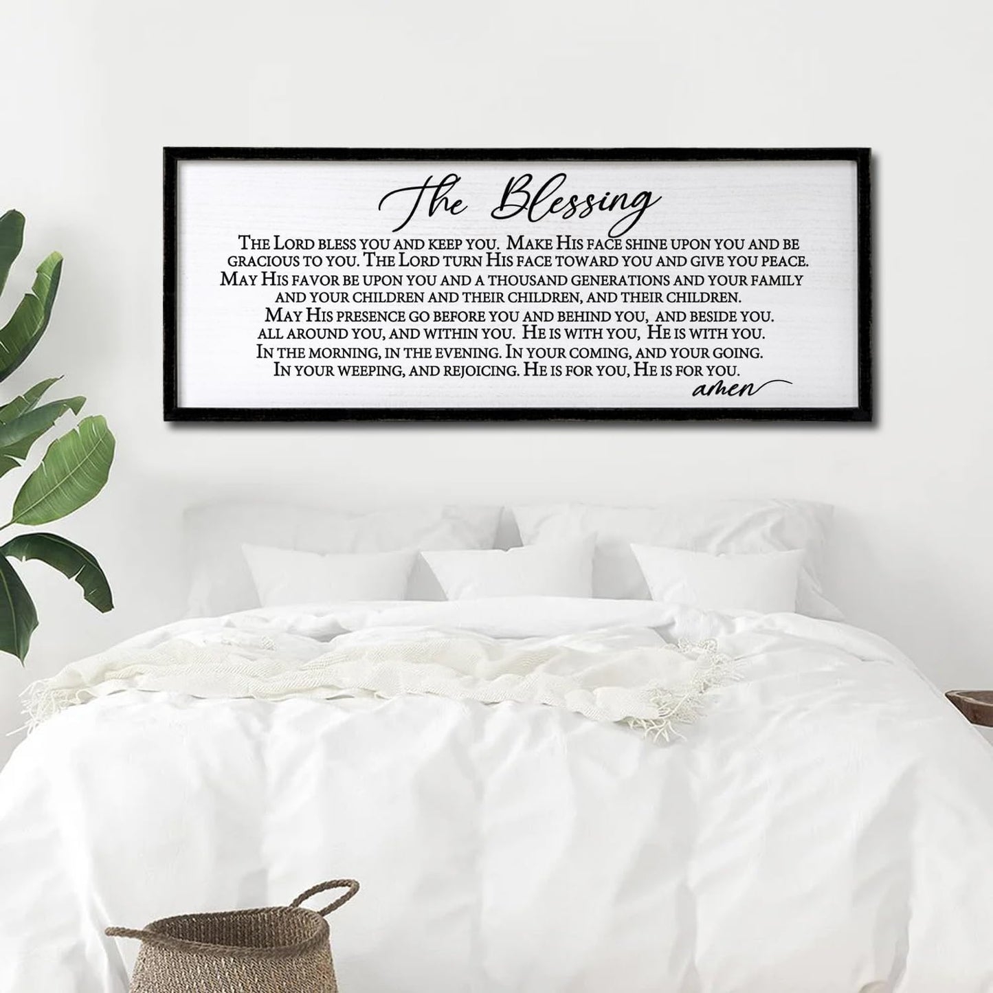 The Blessing Christian Song Lyrics Wall Decor 32"×12" Bible Verse May The Lord Bless You Scripture Wall Art Sign (Black)