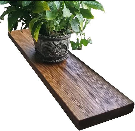 Joel's Antiques 48 Inch Wooden Floating Shelves for Wall - 48x12x2 in - Made of Natural Wood - Long Heavy Duty Rustic Wall Shelves for Bedroom - Perfect for Living Room, Kitchen - Medium Brown