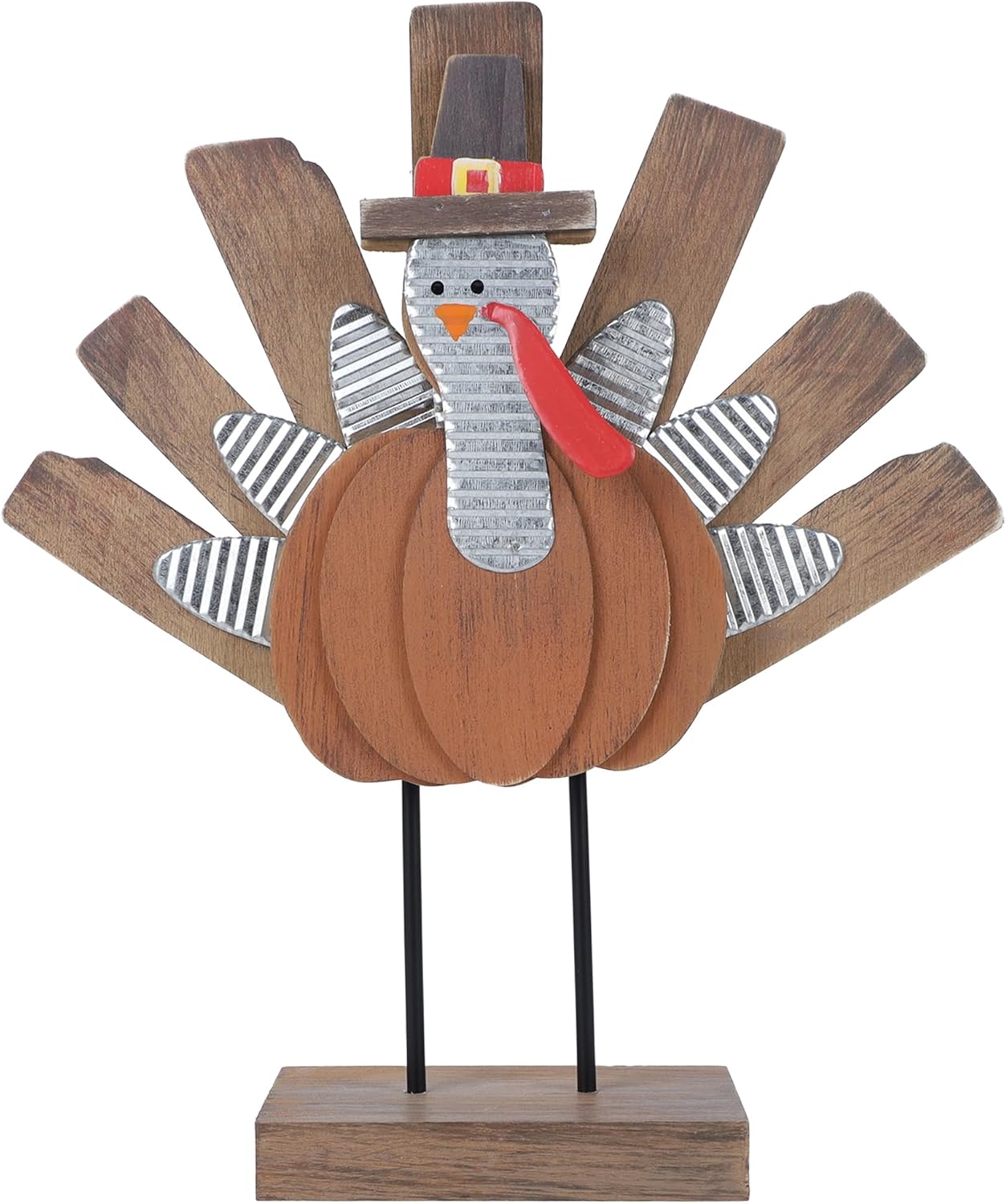 Zcaukya Thanksgiving Turkey Decoration, Wooden Indoor Standing Tabletop Turkey Decor for Home Office Bedroom Kitchen Thanksgiving Harvest Day Decorations