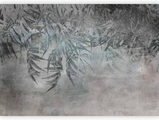 artgeist Wall Mural Leaves 96x69 in - XXL Peel and Stick Self-Adhesive Wallpaper Removable Large Sticker Foil Wall Decor Print Picture Image Design Palm Leaves Concrete Nature Grey b-C-10103-a-a