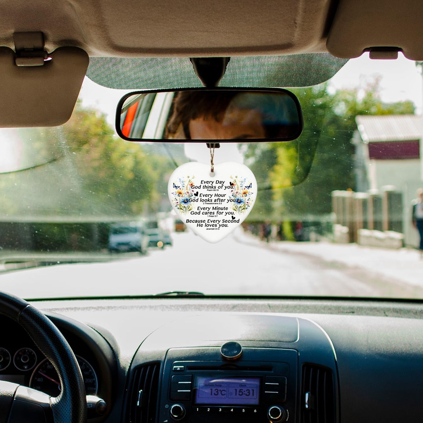 Inspirational Christian Gifts for Women Girls, Bible Verses Floral Ceramic Christmas Ornament Keepsake Sign Heart Plaque, Religious Gifts