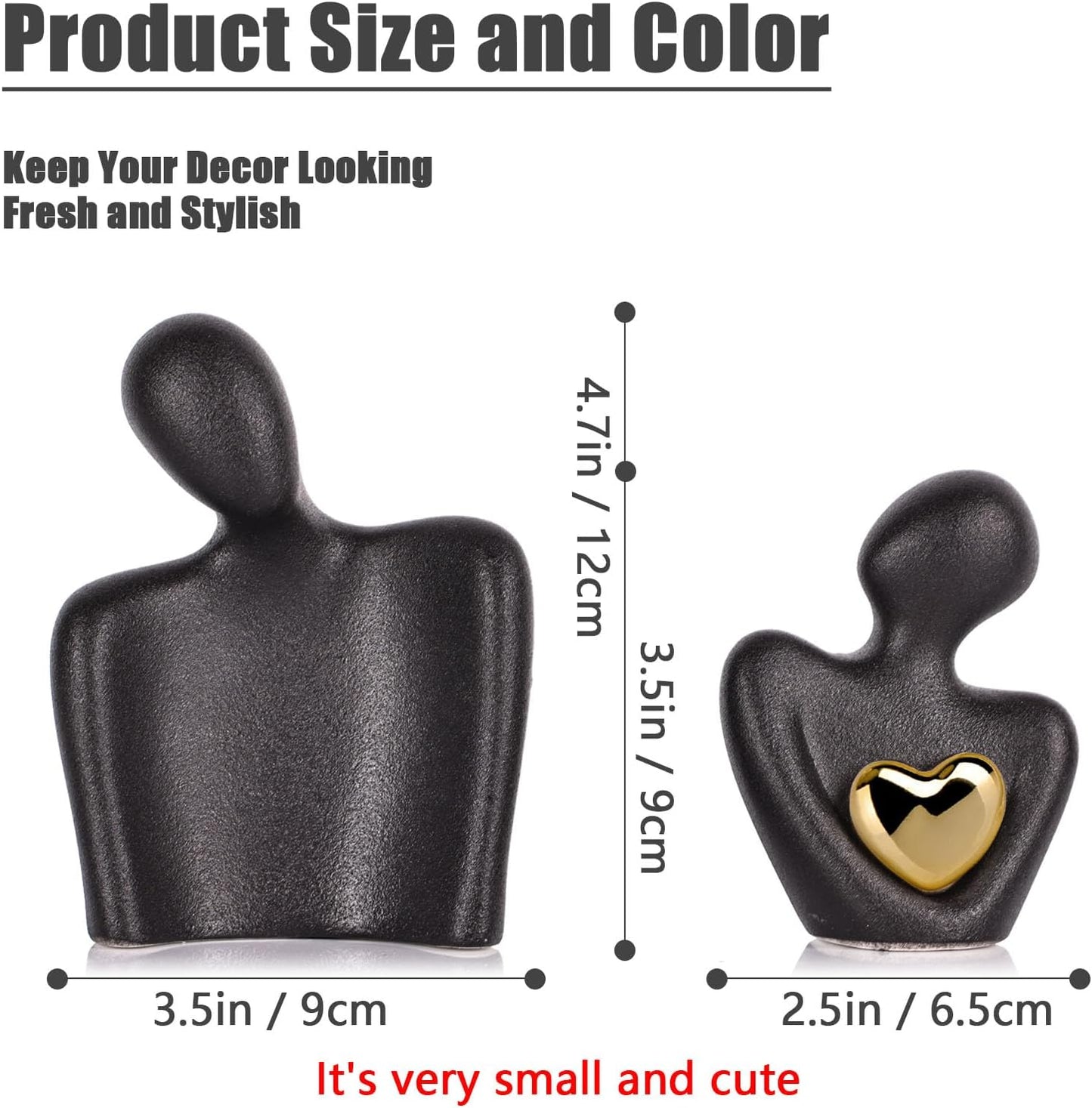 Mini Couple Statue Tv Stand Decor Items for Living Room,Bedroom Decor for Couples Sculpture Knick Knacks for Shelves,Gold Gifts for Valentine Anniversary Birthday,4.72in Show Pieces for Home Decor