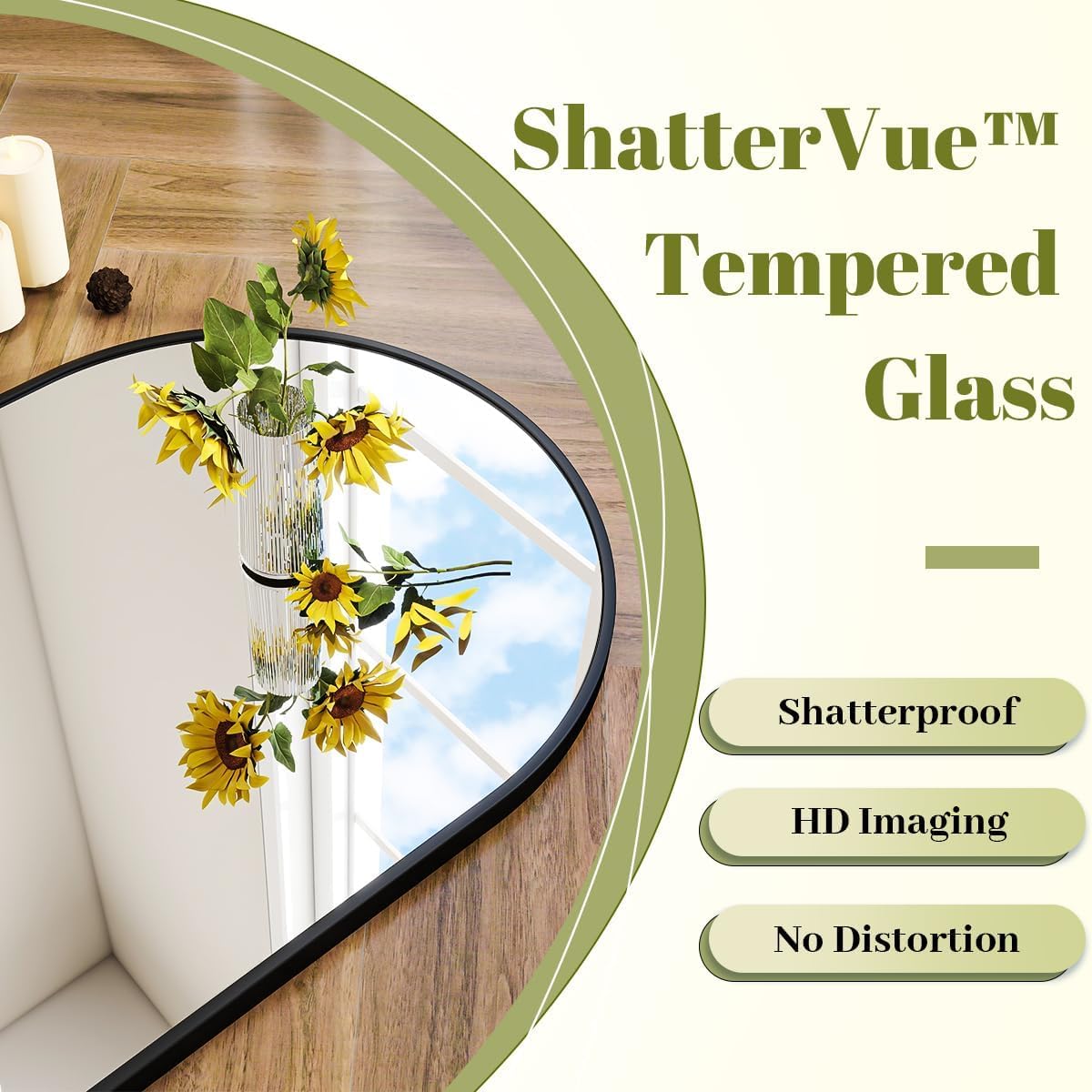 BEAUTYPEAK 36"x48" Arch Bathroom Mirror, Wall Mounted Vanity Metal Frame Mirror for Bedroom, Entryway, Living Room, Black