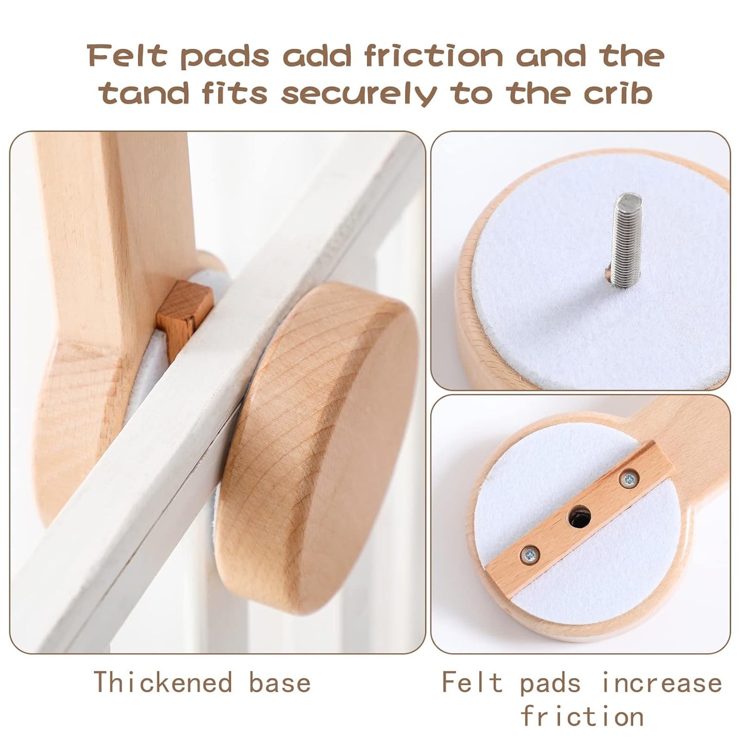 Baby Crib Mobile Arm,HBM Wooden Mobile Arm for Crib Mobile Hanger for Crib Baby Girl Nursery Decor