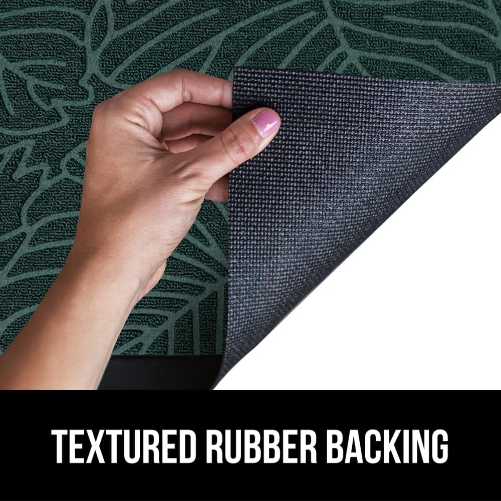 GORILLA GRIP 100% Waterproof All-Season WeatherMax Doormat, 72x24, US Designed Natural Rubber, Stain and Fade Resistant, Low Profile Indoor Outdoor Door Mats, Easy Clean Patio Mat, Green Palm