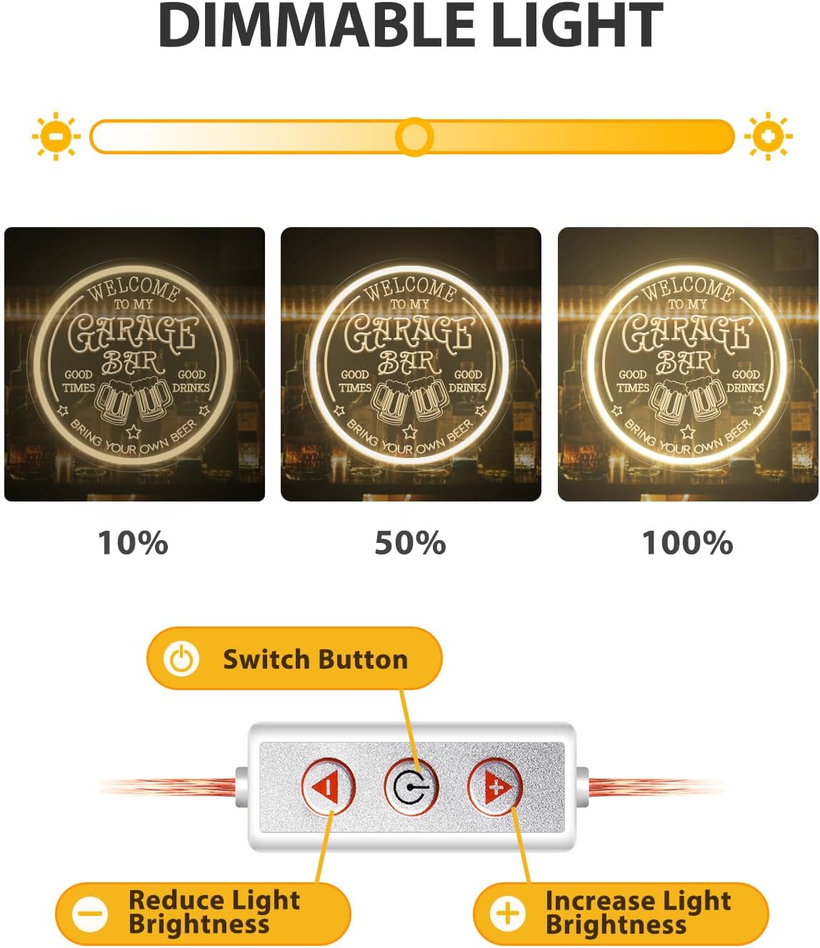 Garage Bar LED Neon Sign for Wall Art Decor, Dimmable Garage Light Up Sign for Man Dad Gifts, Neon Lights Bar Signs for Home Bar Pub Man Cave Bistro Birthday Camping Party