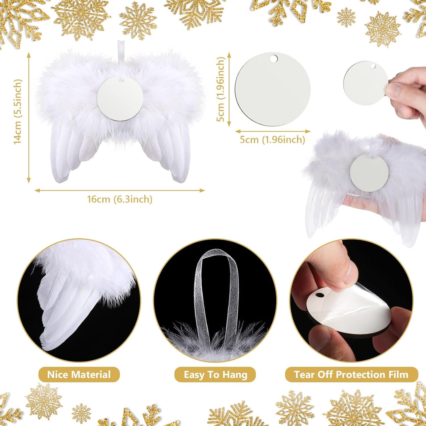 Personalized Christmas Ornaments 2024 Customized with Photo Text Ornament Keepsake Pet First Christmas Ornament Bulk Custom Wooden Xmas Tree Decorations, Wood Round Wing