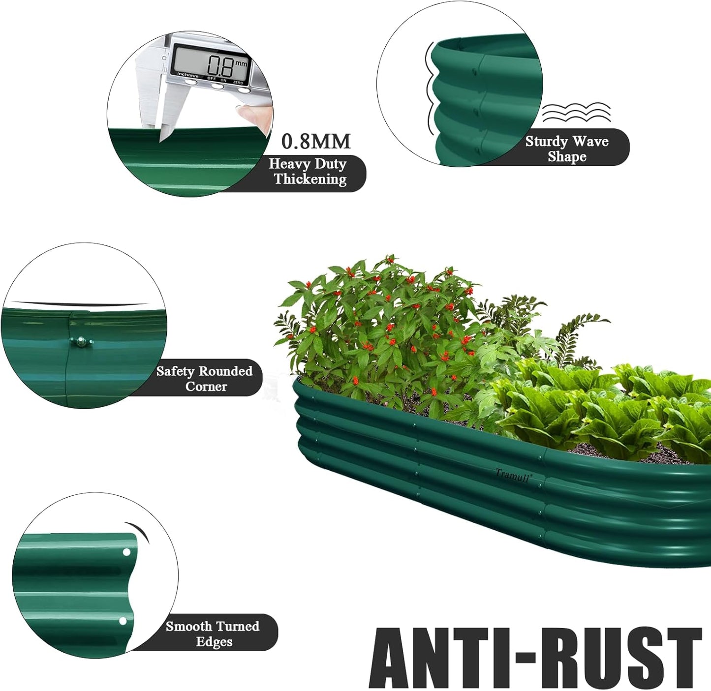 2 Pack 6x3x1FT Galvanized Raised Garden Bed Kit Oval Metal Ground Planter Box Outdoor Bottomless Planter Raised Beds for Vegetables Flowers Herbs Fruits, Green