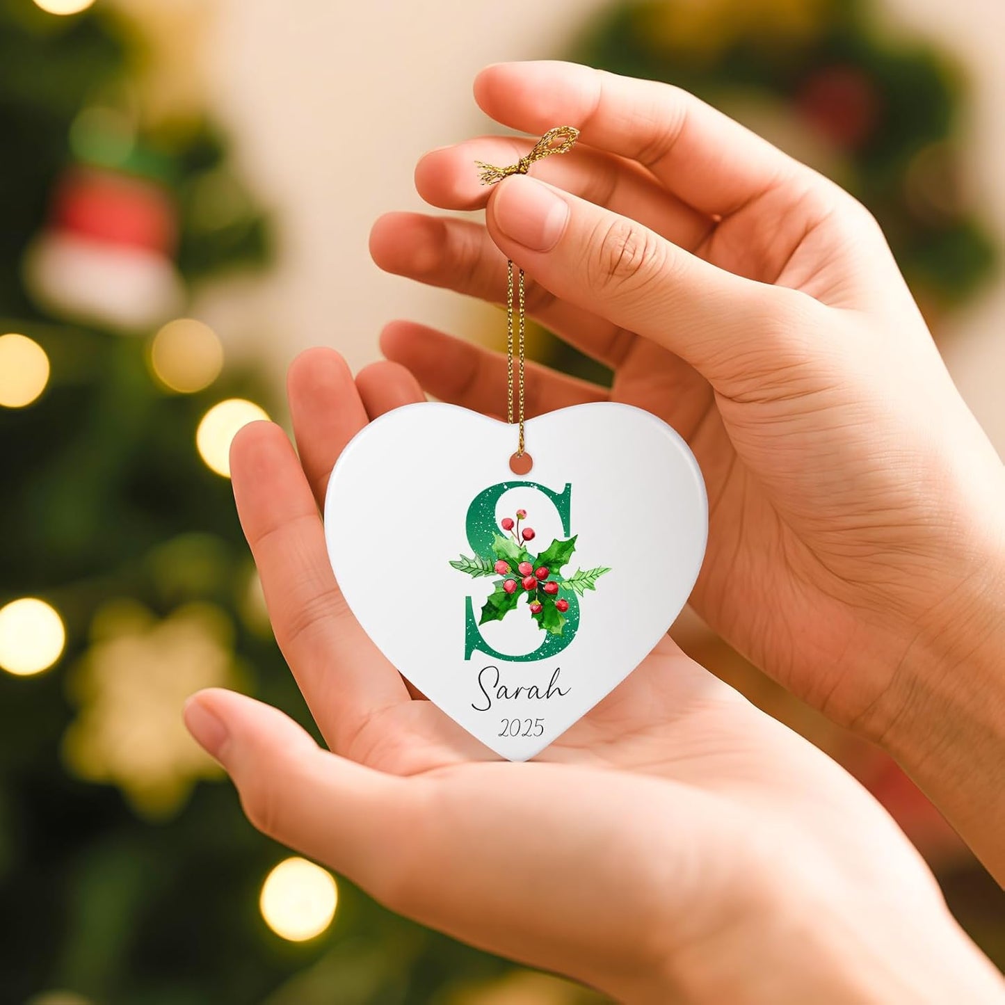 Personalized Christmas Ornaments 2025, Custom Initial Ornaments A-Z Monogram Ceramic Christmas Ornament