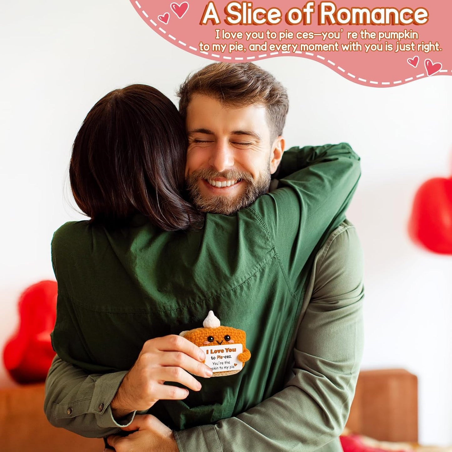 I Love You Handmade Crochet Pumpkin Pie Present, Gifts for Him Her Boyfriend Girlfriend, Anniversary Wedding Valentine’s Day Romantic Fall Decor Birthday Gifts for Women Men, Couple Wife Husband