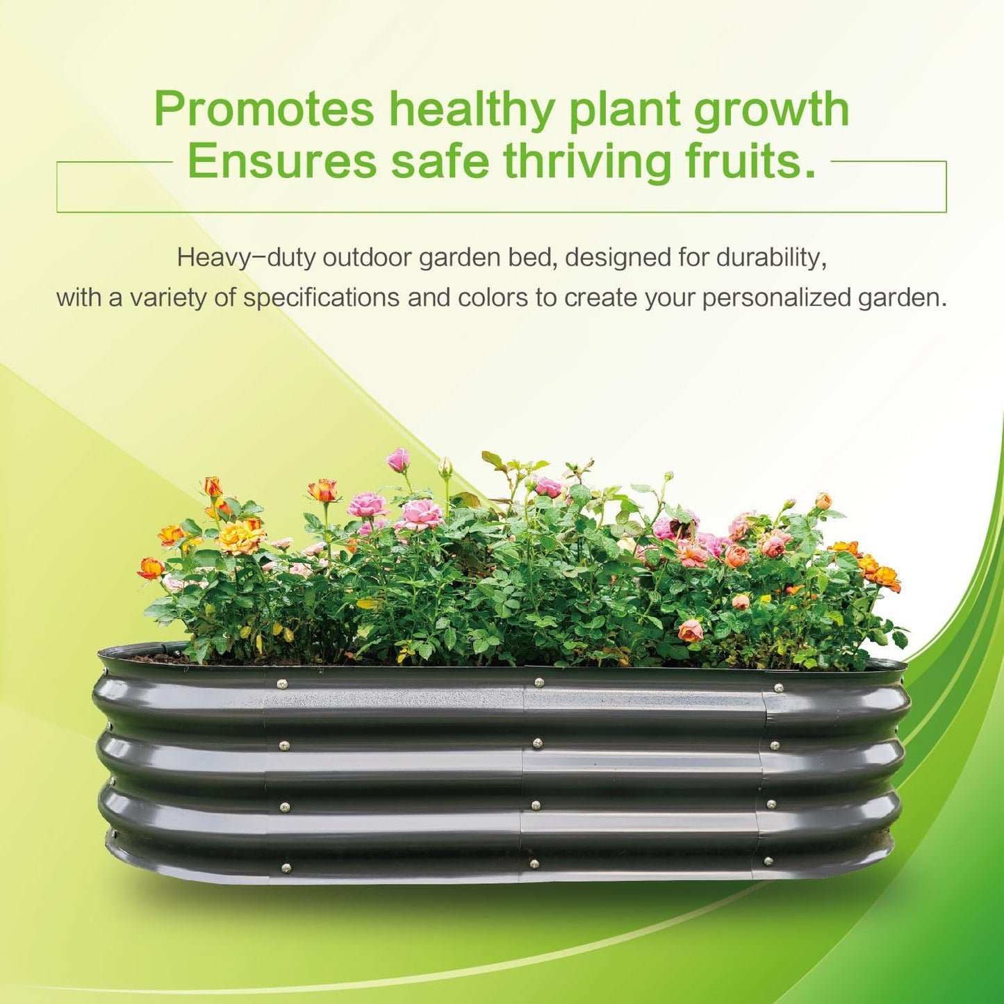 Gardmax 2 Pack Galvanized Raised Garden Bed, Lightweight Planter Boxes Outdoor with Easy Assembly, Large Garden Bed for Vegetables, Fruits, Flower Dark Grey