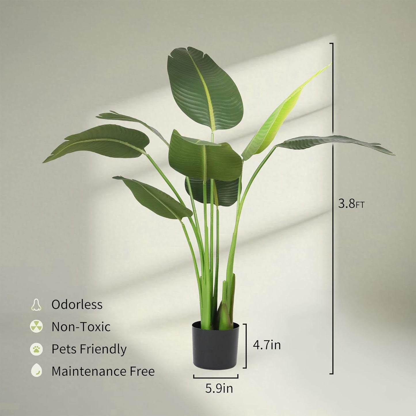 Worth Garden Artificial Bird of Paradise Plant 3.8ft, Faux Tropical Tree for Home and Office Décor, 45in Lifelike Greenery for Indoor and Outdoor Use