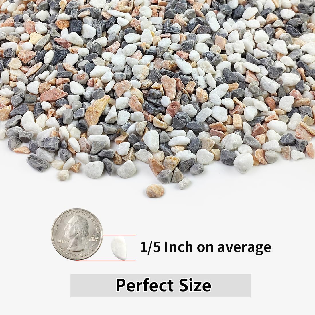 10LB Succulent and Cactus Gravel Pebbles, 1/5 Inch Natural Decorative Polished Stones, River Rocks for Plants, Vases, Aquariums, Terrarium and Outdoor Gardening,Mixed Color