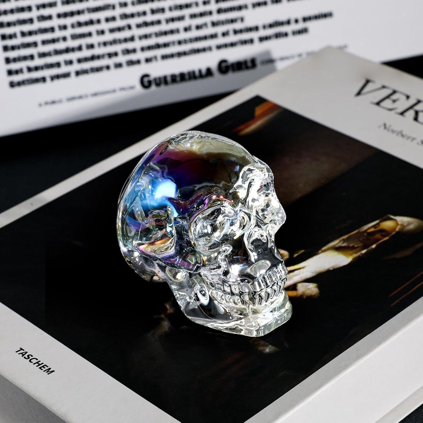 Model Statue for Home Décor Crystal Skull Decorative Figurine Gifts for Women Husbands Halloween Head Figurine Decoration Gift (Colorful Skull)