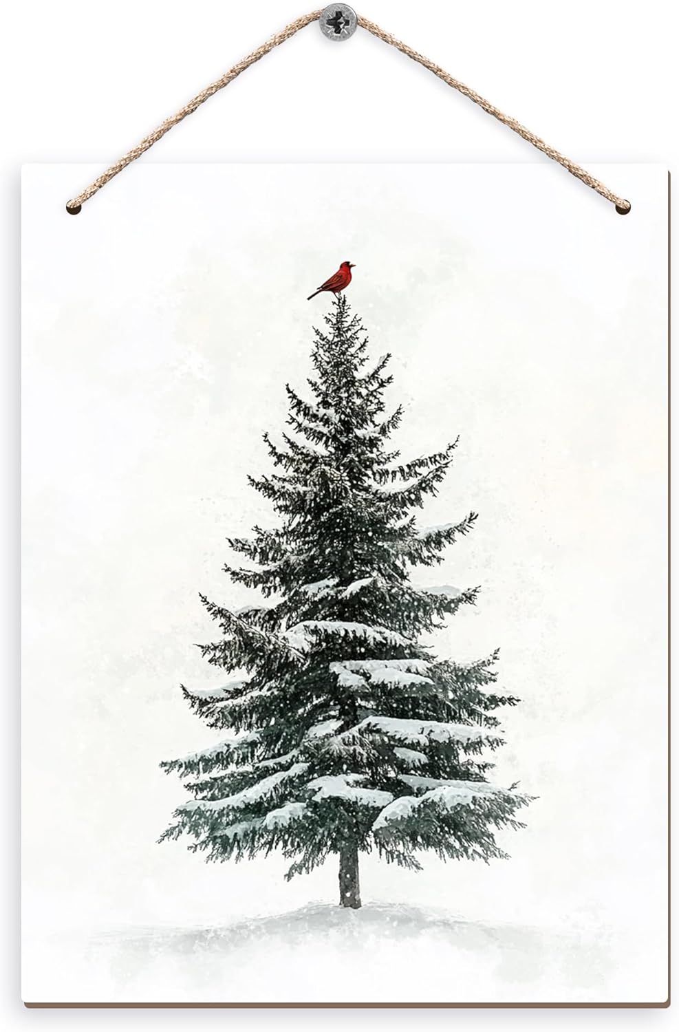 DUXMNAMG Christmas Winter Tree Bird Hanging Wooden Signs 10x8, Christmas Wall Decor, Vintage Home Room Office Hanging Wall Decor