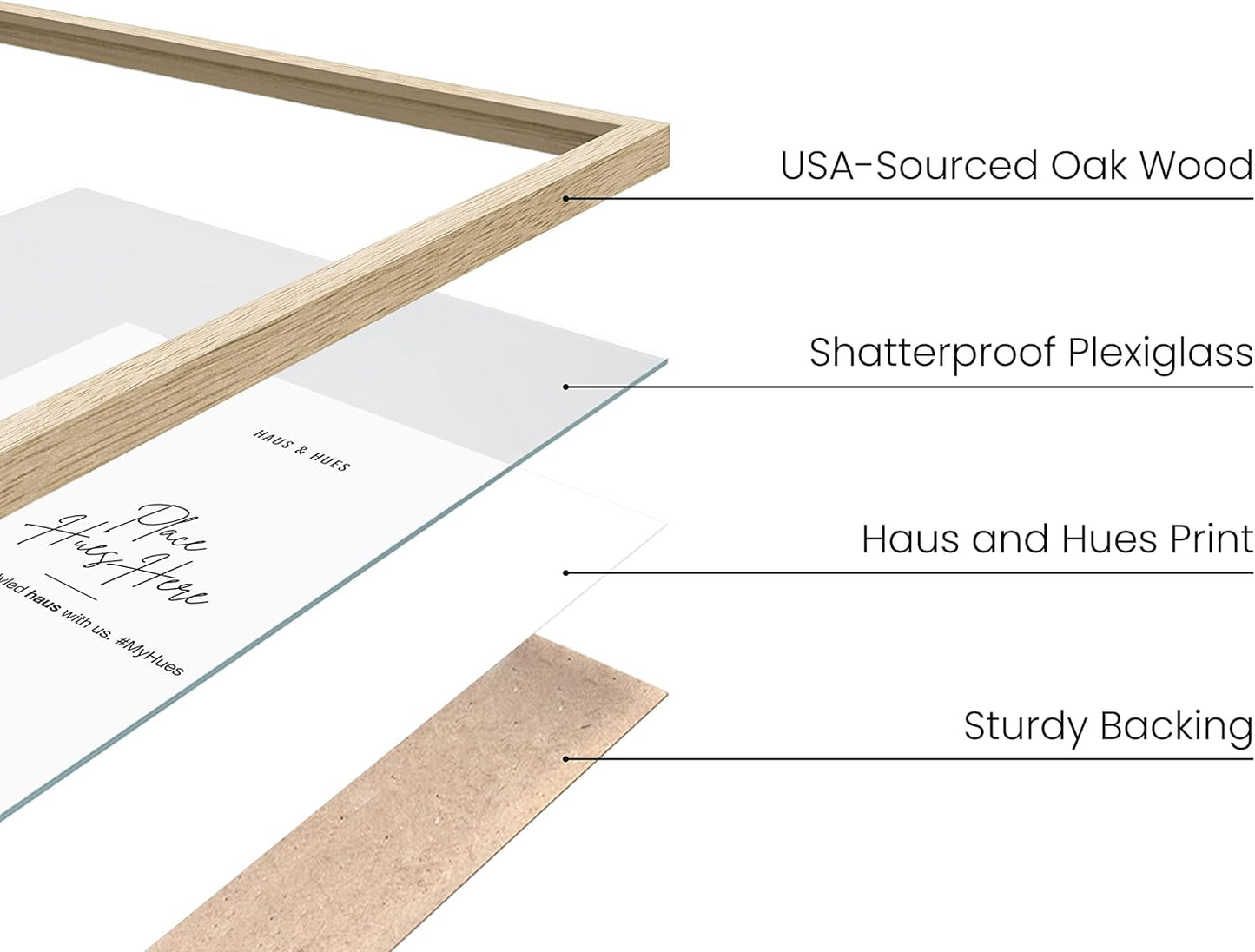 HAUS AND HUES Set of 3 9x12 Picture Frames - Wooden Natural Wood Frames, 12x9 Frame Set (Beige Oak)