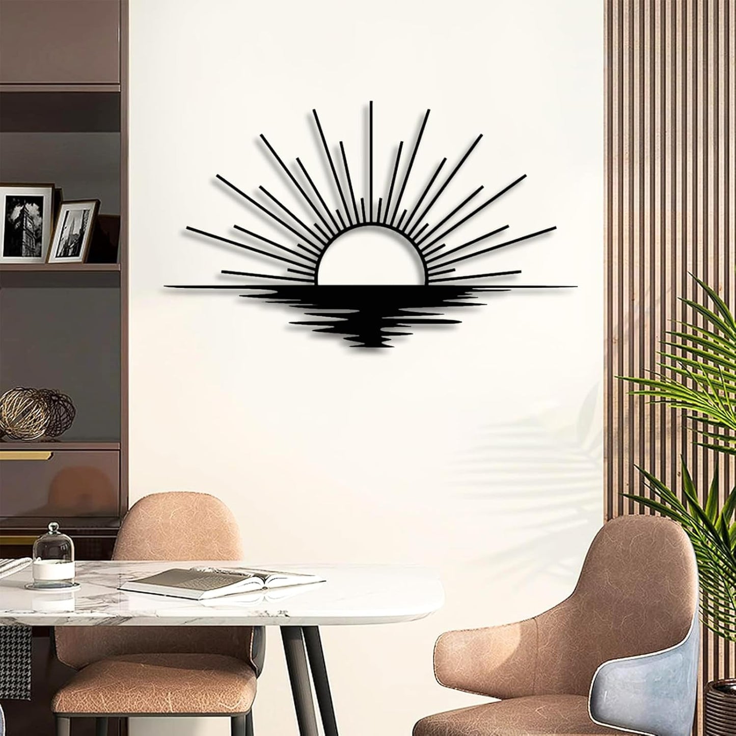 Sunrise Metal Wall Art, Metal Sun Wall Decor, Metal Sun Outdoor Decor, Large Metal Sun Wall Art, Sun Wall Art, Boho Sun Wall Art, Sunshine Metal Sign, Living Room Bedroom Wall Hangings (Gold, 31"x 18"| 80x47cm )