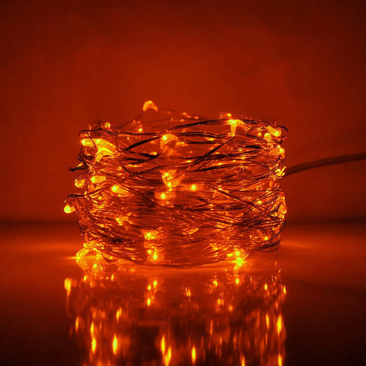 ANJAYLIA Orange String Lights Fairy Lights 10Ft 30 LEDs Twinkle Lights for Party, Halloween, Thanksgiving, Christmas Decoration