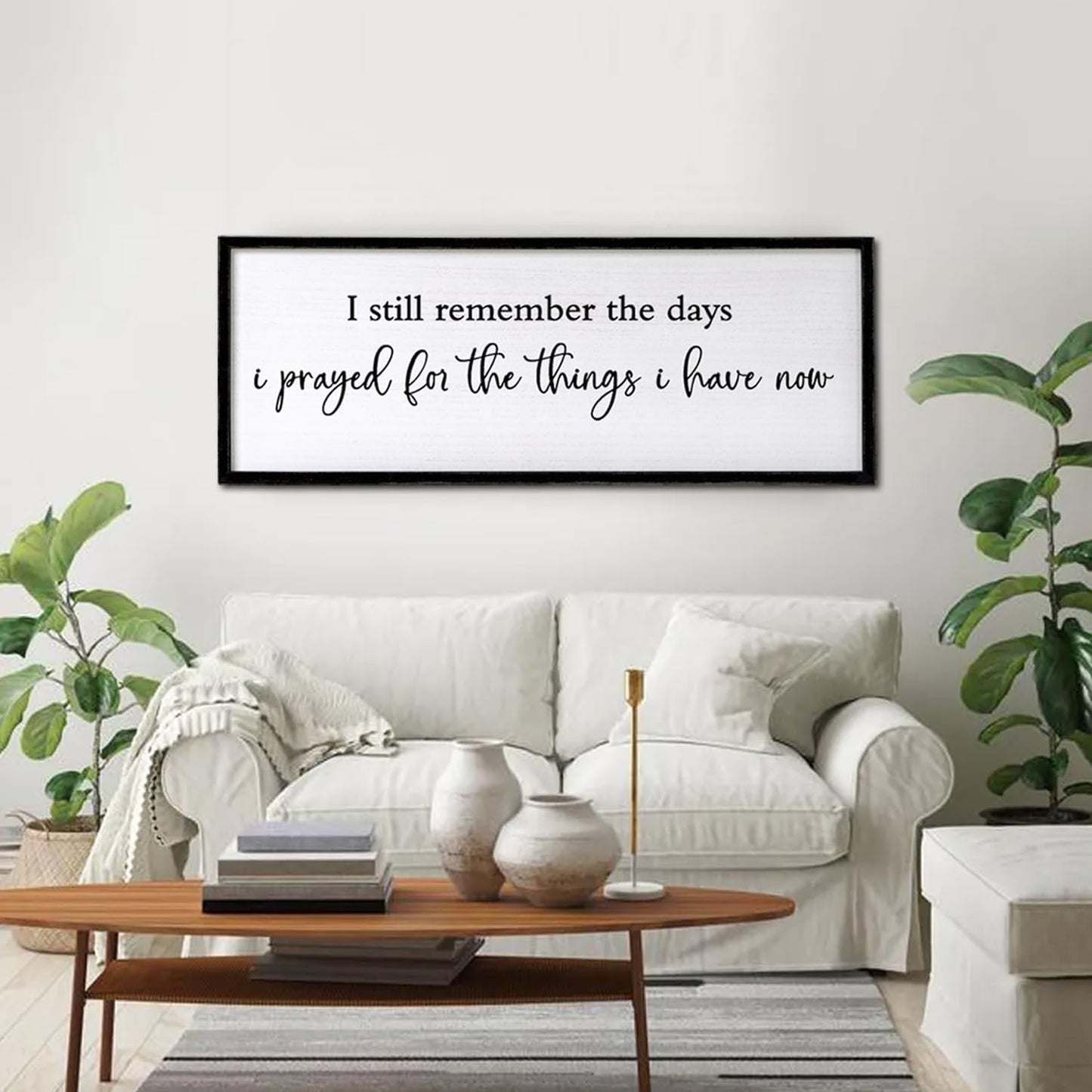 I Still Remember the Days I Prayed for the Things I Have Now Sign Framed Wall Art, 32''×12'' Rustic Horizontal I Remember Plaque, Farmhouse Long I Still Remember the Days Wood Sign Wall Decor