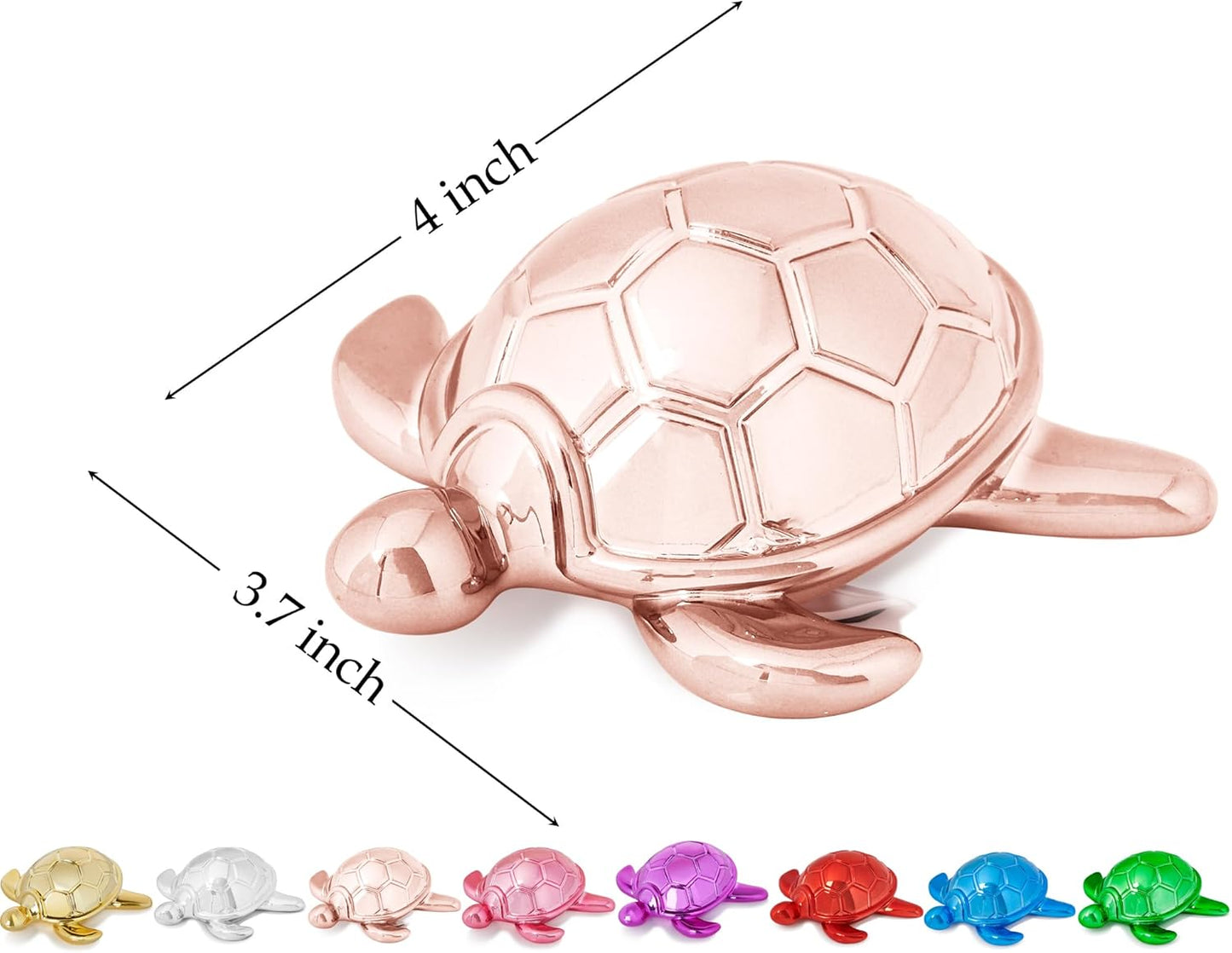 Small Sea Turtle Statue 4 inch Shiny Rose Gold Accent Knick Knacks Paperweight for Bathroom Home Office Shelf Desk Table Decor, Cute Sea Turtle Gifts for Women