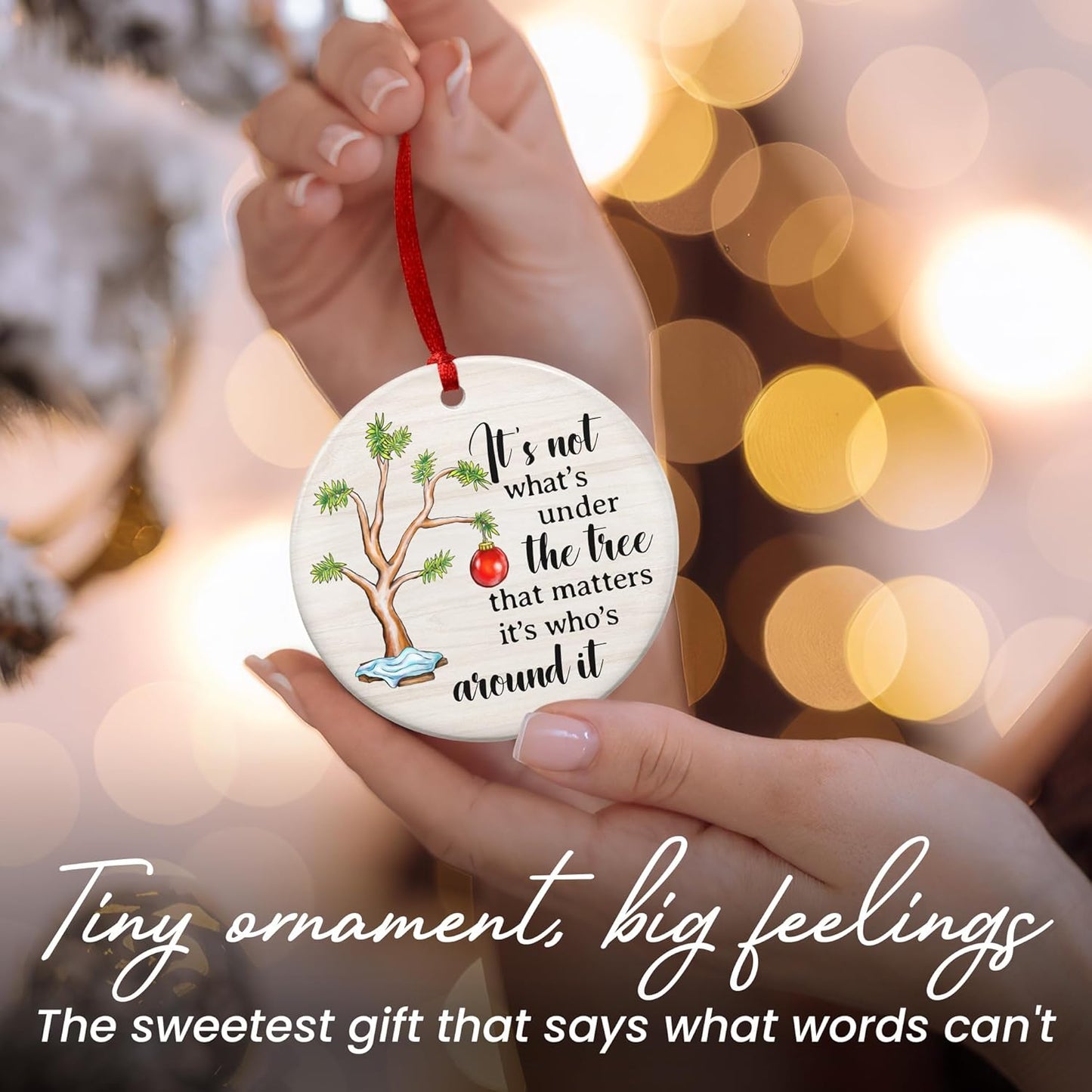 TEEZWONDER Gifts for Women Men - Ceramic Christmas Ornaments 2025 for Tree Decorations - Inspirational Mom Dad Gifts for Sister Brother Grandma Grandpa, Friend Gift Ideas