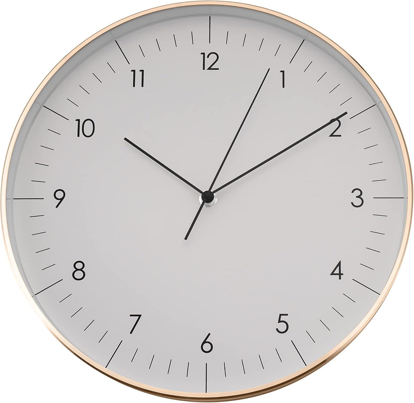LUUK LIFESTYLE Silent Quartz Wall Clock, Nordic and Minimalist Design, Interior Decoration for Living Room, Kitchen, Bedroom, White and Gold
