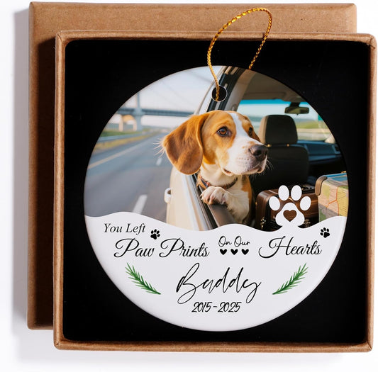 Custom Dog Memorial Gifts, Personalized Pet Memorial Ornament, Ceramic Christmas Ornaments 2025, Sympathy Keepsake Gift for Loss of Loved One, Dog Lover Gifts