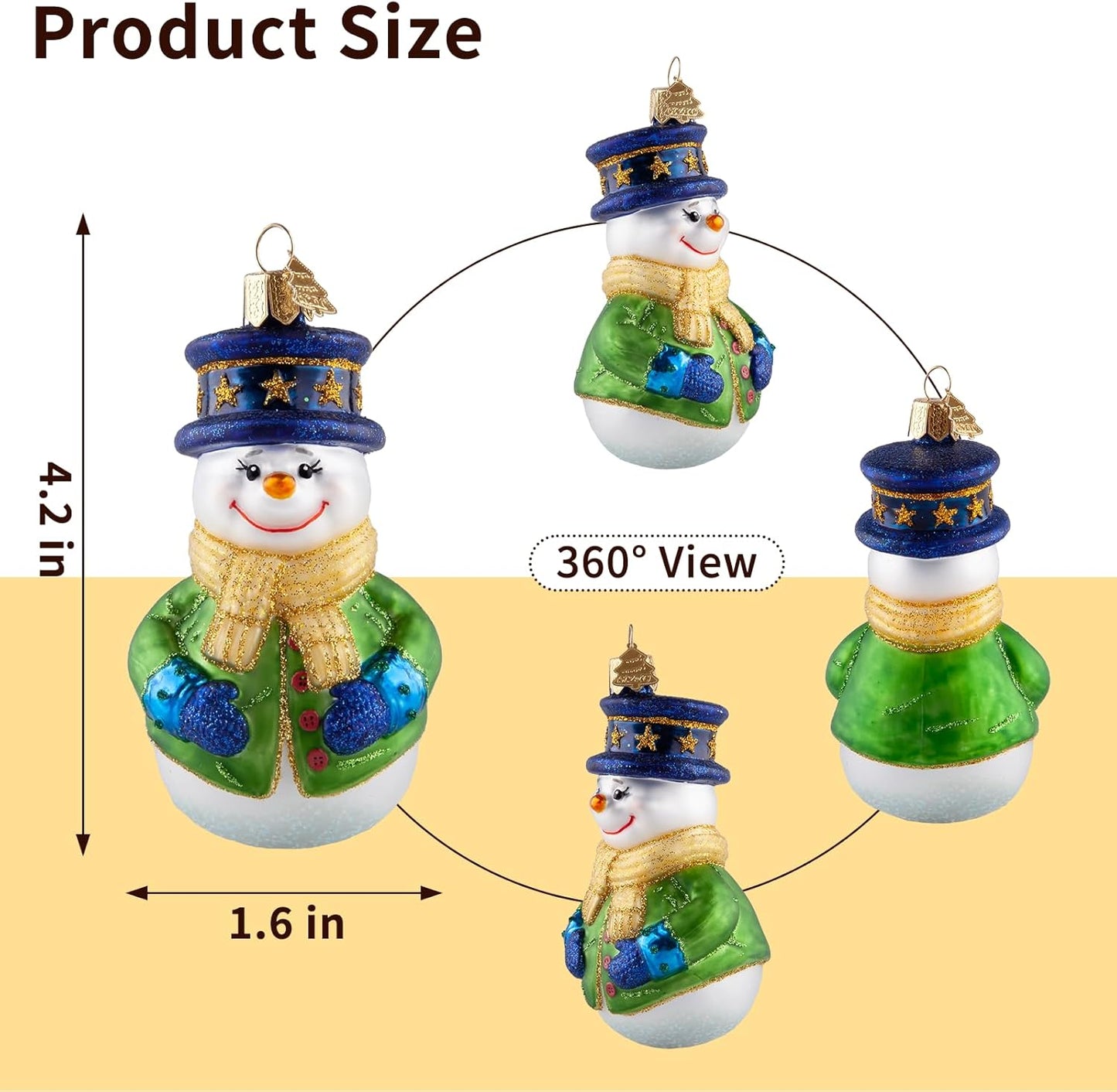 Snowman Christmas Ornaments,Blown Glass Ornaments for Christmas Tree,Star Hat Snowman Collection Figurine Hanging Ornament,Christmas Decorations for Xmas Tree Daily Holiday Party Gifts