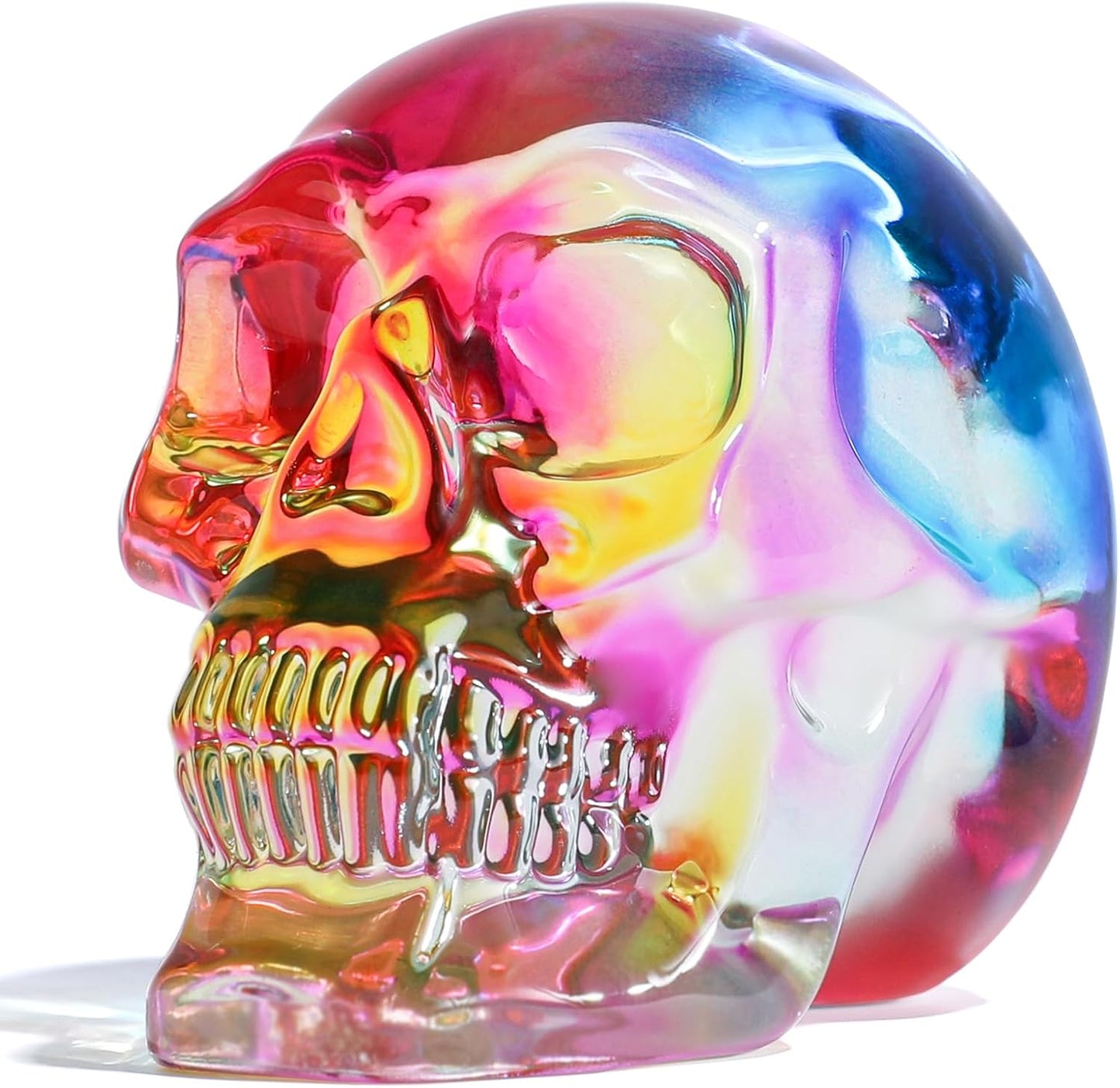 Model Statue for Home Décor Crystal Skull Decorative Figurine Gifts for Women Husbands Halloween Head Figurine Decoration Gift (Multi-Color Skull)