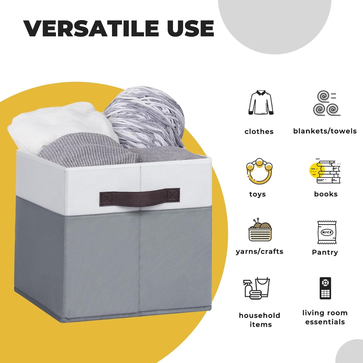 Criusia Fabric Storage Cubes - 11 Inch Collapsible Storage Bins 4 Pack - Clothes Organizer Bins for Closet, Shelves, Cube Organizer/Home Organization and Storage Baskets for Organizing Toys Blanket