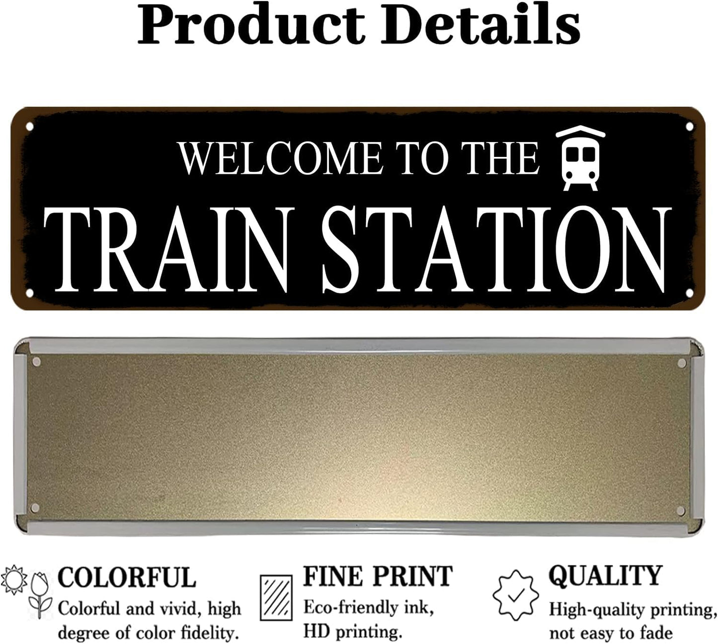 Rustic Train Station Sign Vintage Metal Tin Sign Welcome To The Train Station Signs Train Decor Home Bar Pub Poster Wall Art Decorative 4x16 Inch