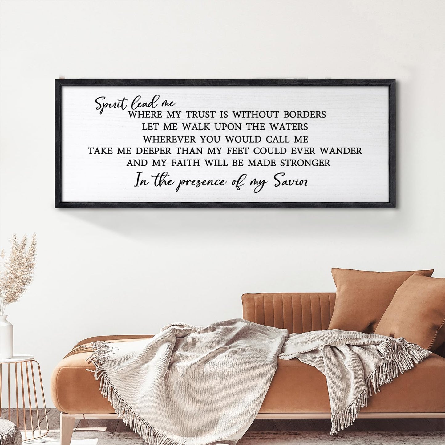 Spirit Lead Me Wall Art Decor 24×10 Inch Christian Scripture Office Inspirational Lyrics Ready to Hang Wooden Framed Sign (Black)