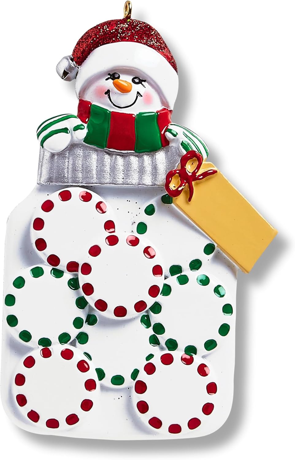 Ornaments by Elves - Personalized Family of 8 Mason Jar Snowman Christmas Ornaments 2024 - Snowman with Scarf Sharing Gifts and Joy in Mason Decorations in a Giftable Packaging