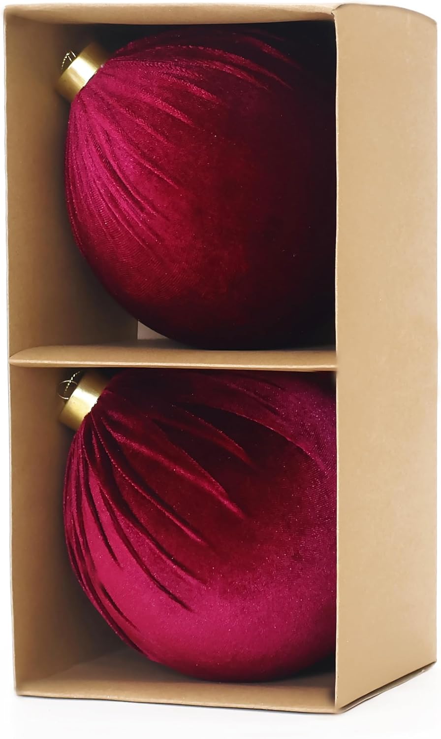 6inch Big Burgundy Velvet Christmas Ornaments, 2pcs Flocked Ornaments Balls Sets for Christmas Tree Decorations