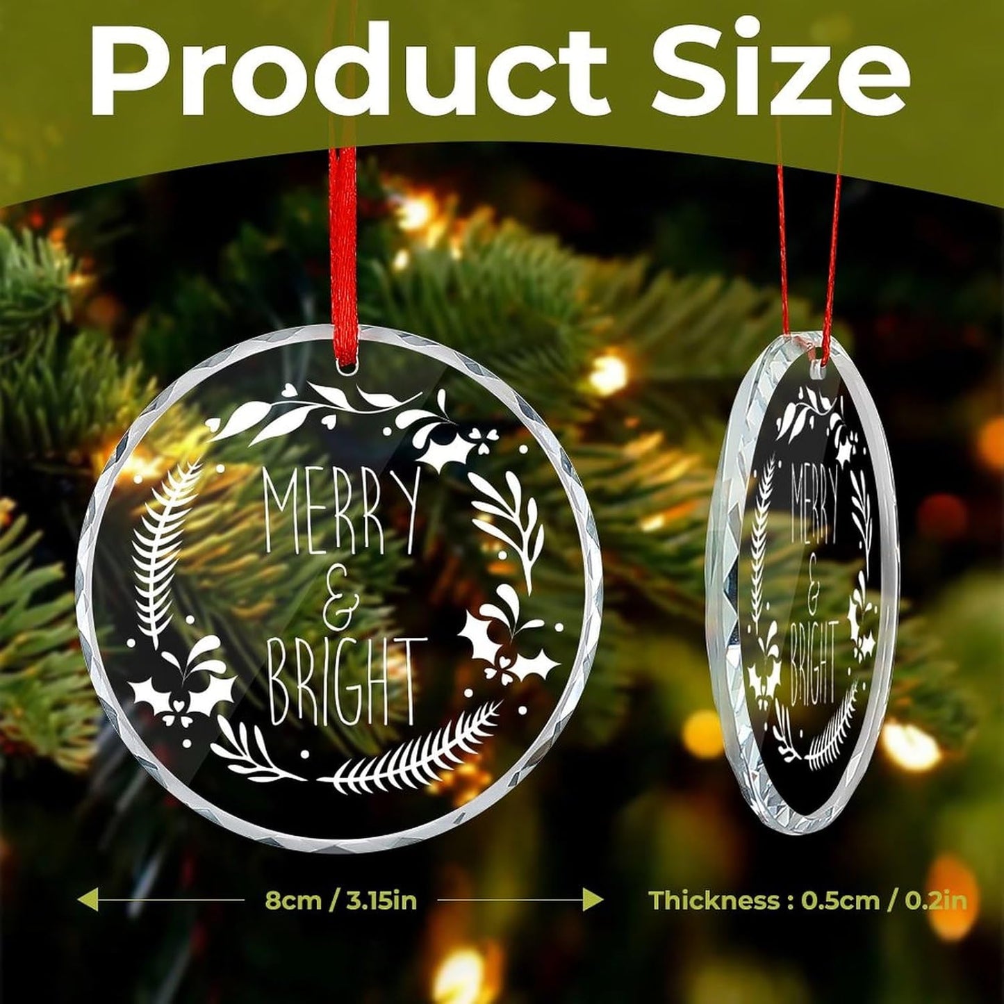 Personalized Christmas Ornaments - Custom Picture & Text Ornaments for Christmas 2024, Baby's 1st Christmas Ornament with Picture for Xmas Tree Custom Gifts for Family, Mom, Dad, Friend (Crystal)