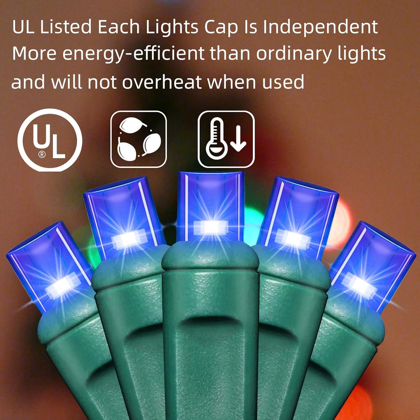 1200LED (24pk of 50L) String Lights, LED Christmas Lights, 6" SPACING,Green Wire, Blue